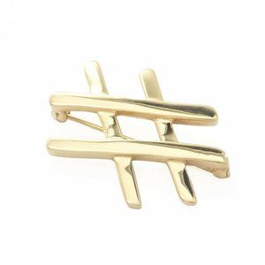 Authentic! Tiffany & Co Paloma Picasso 18k Yellow Gold Hashtag Pin Brooch